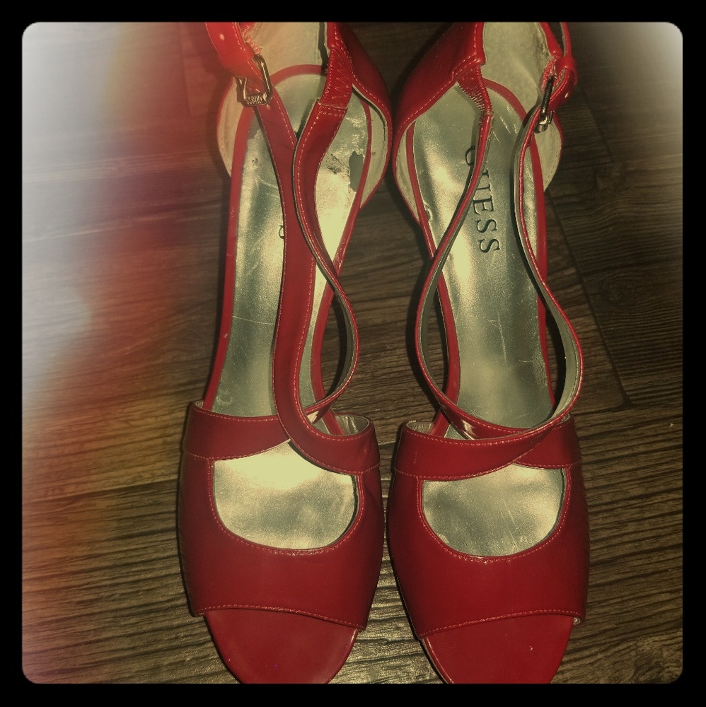 Guess red high heels